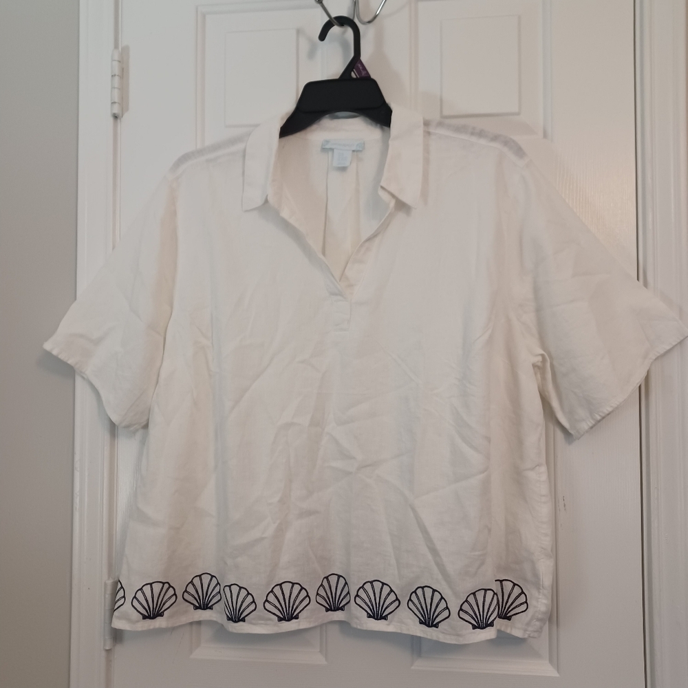 Cynthia Rowley Linen Blouse Sz 2X